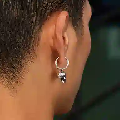 IDEAGEMER Skull Silver Earrings