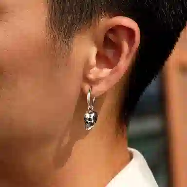 IDEAGEMER Skull Silver Earrings