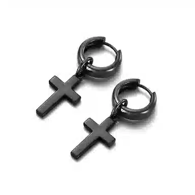 IDEAGEMER Cross Earrings Black