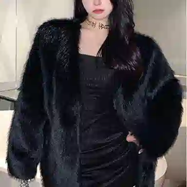 桴生 水貂绒狐狸毛秋冬时尚年轻款高腰宽松中长款加厚外套皮草 女款