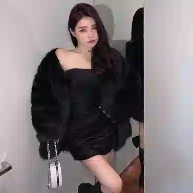 桴生 水貂绒狐狸毛秋冬时尚年轻款高腰宽松中长款加厚外套皮草 女款