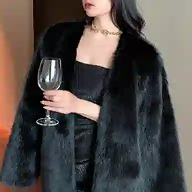 桴生 水貂绒狐狸毛秋冬时尚年轻款高腰宽松中长款加厚外套皮草 女款