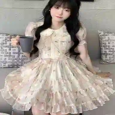 米囹连衣裙 可爱清新短袖 青少年