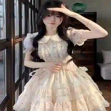 米囹连衣裙 可爱清新短袖 青少年