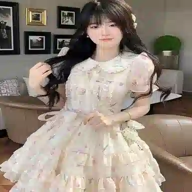 米囹连衣裙 可爱清新短袖 青少年