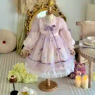 米囹女童洛丽塔公主风春季 薄款纱裙连衣裙女宝宝春秋装裙子 儿童款