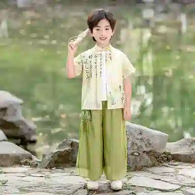 米囹汉服夏季中国风 洋气儿童套装 儿童款