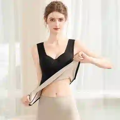 欧迪芬 厚款打底发热升温磨毛高弹带胸垫修身锁温保暖套装 女款