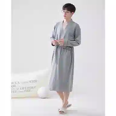 欧迪芬 亲肤透气舒适便利长袖睡袍 男款