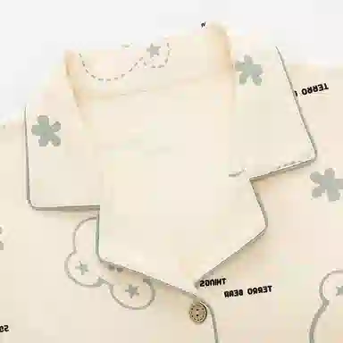 欧迪芬 带胸垫翻领可爱舒适简约长袖上衣休闲家居服长裤睡衣套装 女款 杏色