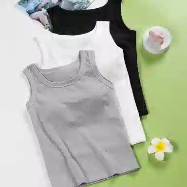 欧迪芬 简约带胸垫凉感透气舒适亲肤柔软纯色简约运动无袖背心 女款 灰色