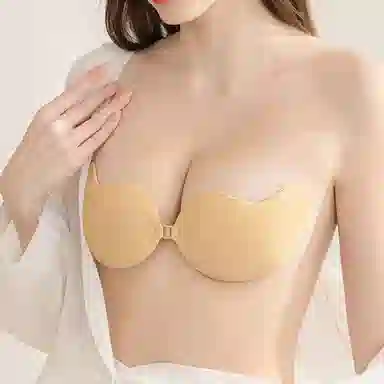 欧迪芬 纯色软软芒果杯隐形无痕防凸聚拢提拉前扣式胸贴防水防汗不掉款乳贴 女款