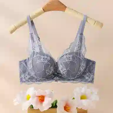 欧迪芬 性感蕾丝聚拢上托防下垂收副乳轻薄透气亲肤柔软小胸显大清凉感文胸 女款