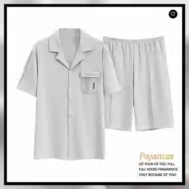 欧迪芬 简约纯棉抗菌亲肤翻领开衫短袖柔软除螨舒适透气纯色休闲可外穿家居服短裤睡衣套装 男款 白色