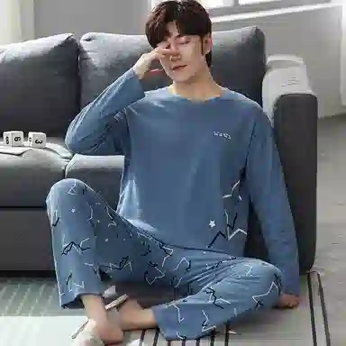 欧迪芬 时尚舒适休闲简约睡衣套装 男款 藏青色