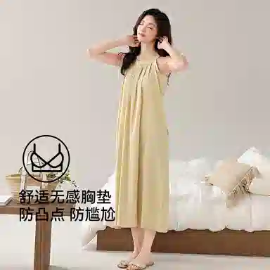 欧迪芬 无袖清凉时尚简约青春活力可调节胸垫防凸点夏季睡裙 女款