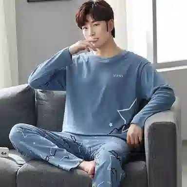 欧迪芬 时尚舒适休闲简约睡衣套装 男款 藏青色