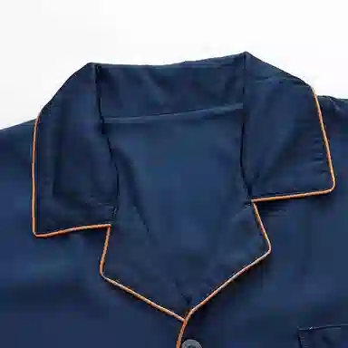 欧迪芬 透气柔软舒适亲肤休闲凉感短袖五分裤睡衣套装 男款 深蓝色