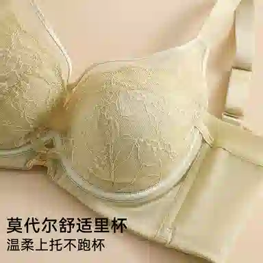 欧迪芬 亲肤透气小胸显大聚拢上托收副乳防下垂软支撑蕾丝时尚文胸 女款