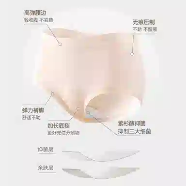 欧迪芬 莫代尔含桑蚕丝无痕舒适抑菌裆不夹臀中腰高弹亲肤透气全包臀三角内裤 女款