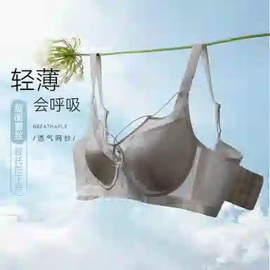 欧迪芬 超薄兔耳朵薄杯透气包容显瘦收副乳调整型女内衣软钢圈聚拢防下垂舒适无痕无压迫蚕丝抗菌文胸 女款