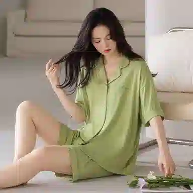 欧迪芬 女生空调房必备宅家穿搭亲肤柔软抗菌防螨敏感肌人群适配宽松版型不束缚睡衣套装 女款