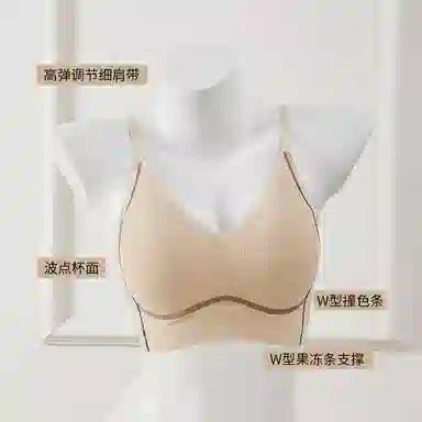 欧迪芬 裸感无痕冰丝轻薄透气亲肤柔软反支撑条纹小波点软上托聚拢防下垂收副乳夏季冰凉感文胸 女款