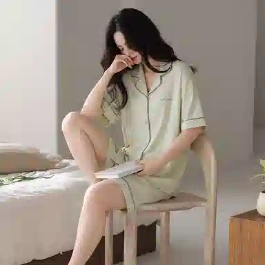 欧迪芬 女生空调房必备宅家穿搭亲肤柔软抗菌防螨敏感肌人群适配宽松版型不束缚睡衣套装 女款