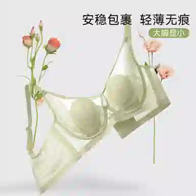 欧迪芬 莫尔代亲肤柔软轻薄透气兔耳杯上托聚拢防下垂收副乳调整型蕾丝全覆盖清凉感文胸 女款