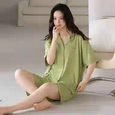 欧迪芬 女生空调房必备宅家穿搭亲肤柔软抗菌防螨敏感肌人群适配宽松版型不束缚睡衣套装 女款