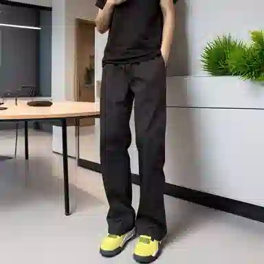 虫小绿 美式斜切直筒潮流速干百搭弯刀工装休闲户外徒步登山春夏款针织运动裤 男女同款