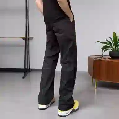 虫小绿 美式斜切直筒潮流速干百搭弯刀工装休闲户外徒步登山春夏款针织运动裤 男女同款