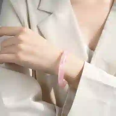 谧月珠宝 樱花粉冰透 桃之夭夭一步一响 轻奢高级感新中式国潮国风优雅气质少女感 小清新甜美温柔气质典雅 玛瑙 手镯 女款