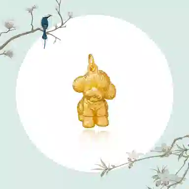 谧月珠宝 终生陪伴 新中式国潮轻奢精致艺术高级感 久不掉色可爱超萌宠物泰迪狗 合金 吊坠 男女同款情侣款