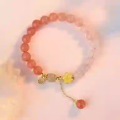 谧月珠宝 轻奢小众设计精致高级感小清新森系甜美手饰品 桃花朵朵新中式显白气质十里桃花 玛瑙 玉石手串 女款
