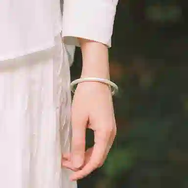 谧月珠宝 古法传承手工实心光面磨砂镯子 显年轻复古温柔小众 国潮新中式复古优雅气质古风 合金 手镯 男女同款情侣款