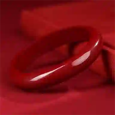 谧月珠宝 招财转运 新中式国潮国风护身符民族风贵妃镯 复古精致时尚简约轻奢气质优雅高级感 朱事顺利 朱砂 玉石手镯 女款