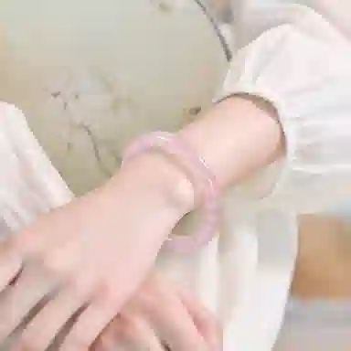 谧月珠宝 樱花粉冰透 桃之夭夭一步一响 轻奢高级感新中式国潮国风优雅气质少女感 小清新甜美温柔气质典雅 玛瑙 手镯 女款