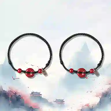 谧月珠宝 平安扣 国潮新中式 时尚复古民族风气质优雅高级感 冷淡风小众设计休闲简约转运 朱砂 玉石手链 女款