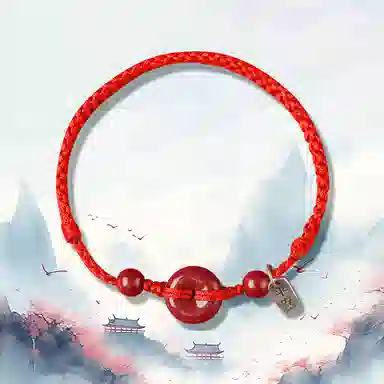 谧月珠宝 平安扣 国潮新中式 时尚复古民族风气质优雅高级感 冷淡风小众设计休闲简约转运 朱砂 玉石手链 女款