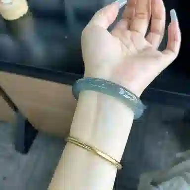 谧月珠宝 一步一响 新中式库里蓝素圈镯 国潮轻奢民族风小众高级复古简约百搭气质优雅 旗袍汉服 玛瑙 玉石手镯 女款