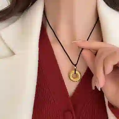 谧月珠宝 招财纳福 国潮新中式轻奢精致创意设计高级感 百福同心圆平安扣出勤必备 合金 吊坠 男女同款情侣款