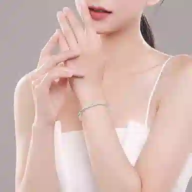 谧月珠宝 繁花似锦 推拉年轻  小众高级感 可调节素圈叠戴 实心简约 新中式小众高级感 国风雕刻轻奢古法 合金 手镯 女款