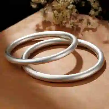 谧月珠宝 古法传承手工实心光面磨砂镯子 显年轻复古温柔小众 国潮新中式复古优雅气质古风 合金 手镯 男女同款情侣款