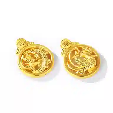 谧月珠宝 龙凤呈祥 新中式国潮国风古法传承本命年创意设计 久不掉色转运珠复古时尚日常百搭饰品 合金 吊坠 男女同款情侣款