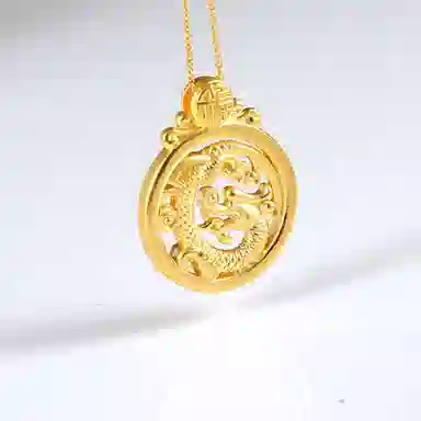 谧月珠宝 龙凤呈祥 新中式国潮国风古法传承本命年创意设计 久不掉色转运珠复古时尚日常百搭饰品 合金 吊坠 男女同款情侣款