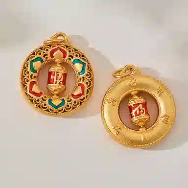 谧月珠宝 六字箴言 新中式国潮久不褪色 小众创意设计 转金筒可转动   日常通勤百搭 合金 吊坠 男女同款情侣款