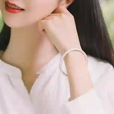 谧月珠宝 古法传承手工实心光面磨砂镯子 显年轻复古温柔小众 国潮新中式复古优雅气质古风 合金 手镯 男女同款情侣款