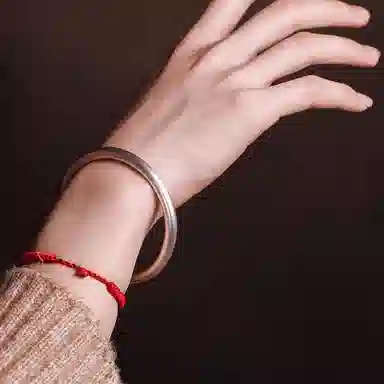 谧月珠宝 古法传承手工实心光面磨砂镯子 显年轻复古温柔小众 国潮新中式复古优雅气质古风 合金 手镯 男女同款情侣款