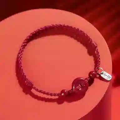 谧月珠宝 平安扣 国潮新中式 时尚复古民族风气质优雅高级感 冷淡风小众设计休闲简约转运 朱砂 玉石手链 女款